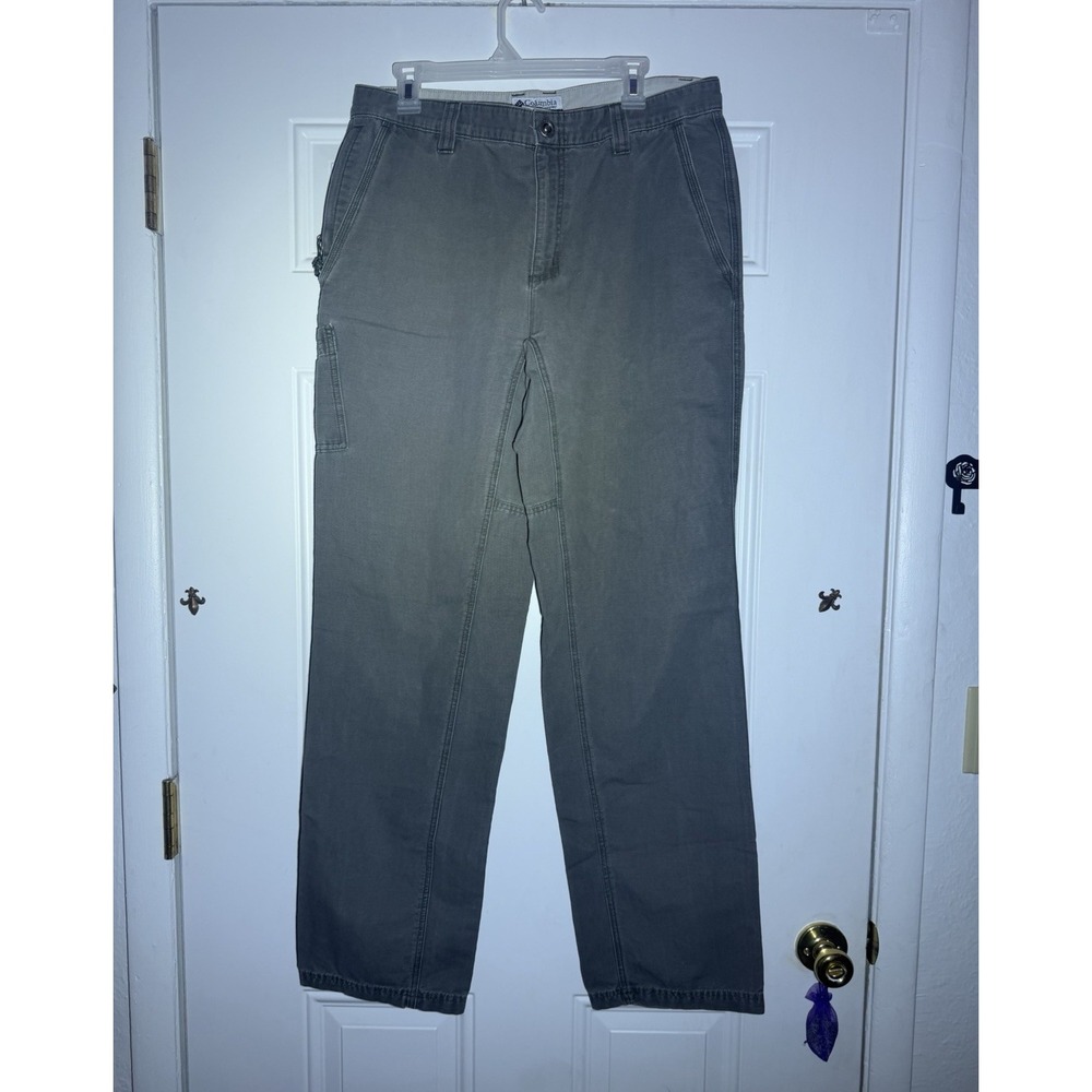 Columbia Men's Gray Cotton Canvas Cargo Straight Leg Pants 34 Regular Fit
